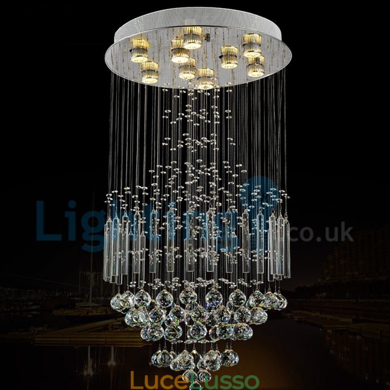 Lampadario moderno contemporaneo a sospensione a filo con luce a goccia di cristallo