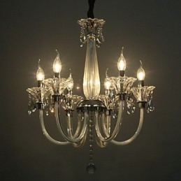 Lampadario stile americano Lodge a 6 luci con paralume in vetro