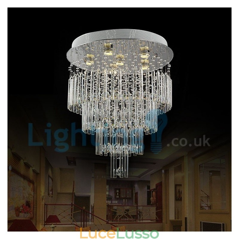 Lampadario moderno contemporaneo a sospensione a filo con luce a goccia di cristallo
