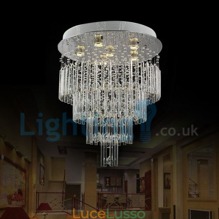 Lampadario moderno contemporaneo a sospensione a filo con luce a goccia di cristallo Lampadario moderno contemporaneo a sospensione a filo con luce a goccia di cristallo