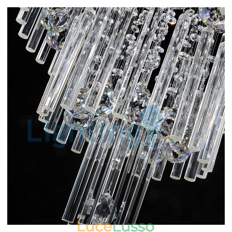 Lampadario moderno contemporaneo a sospensione a filo con luce a goccia di cristallo