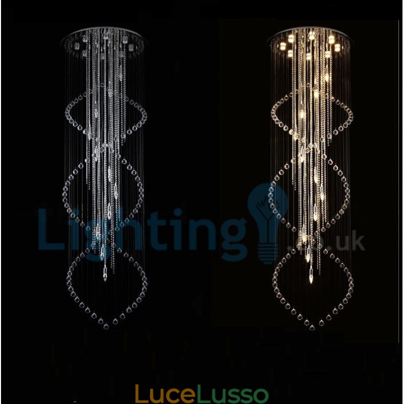 Lampadario moderno contemporaneo a sospensione a filo con luce a goccia di cristallo