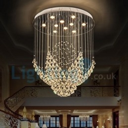 Lampadario moderno contemporaneo a sospensione a filo con luce a goccia di cristallo