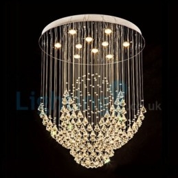 Lampadario moderno contemporaneo a sospensione a filo con luce a goccia di cristallo