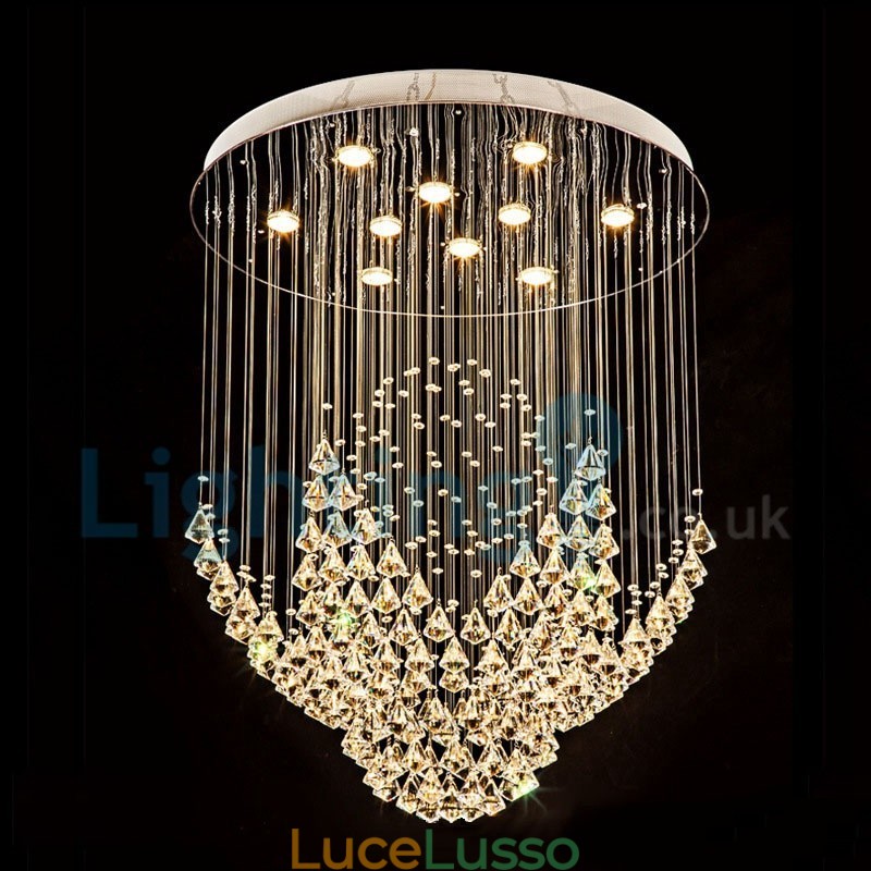 Lampadario moderno contemporaneo a sospensione a filo con luce a goccia di cristallo
