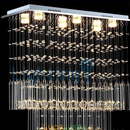 Lampadario moderno contemporaneo a sospensione a filo con luce a goccia di cristallo Lampadario moderno contemporaneo a sospensione a filo con luce a goccia di cristallo