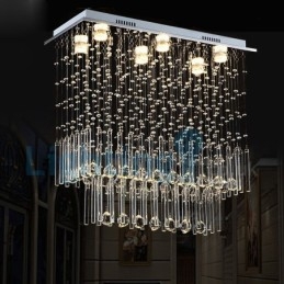 Lampadario moderno contemporaneo a sospensione a filo con luce a goccia di cristallo