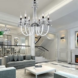 Lampadario stile americano Lodge a 6 luci con paralume in vetro