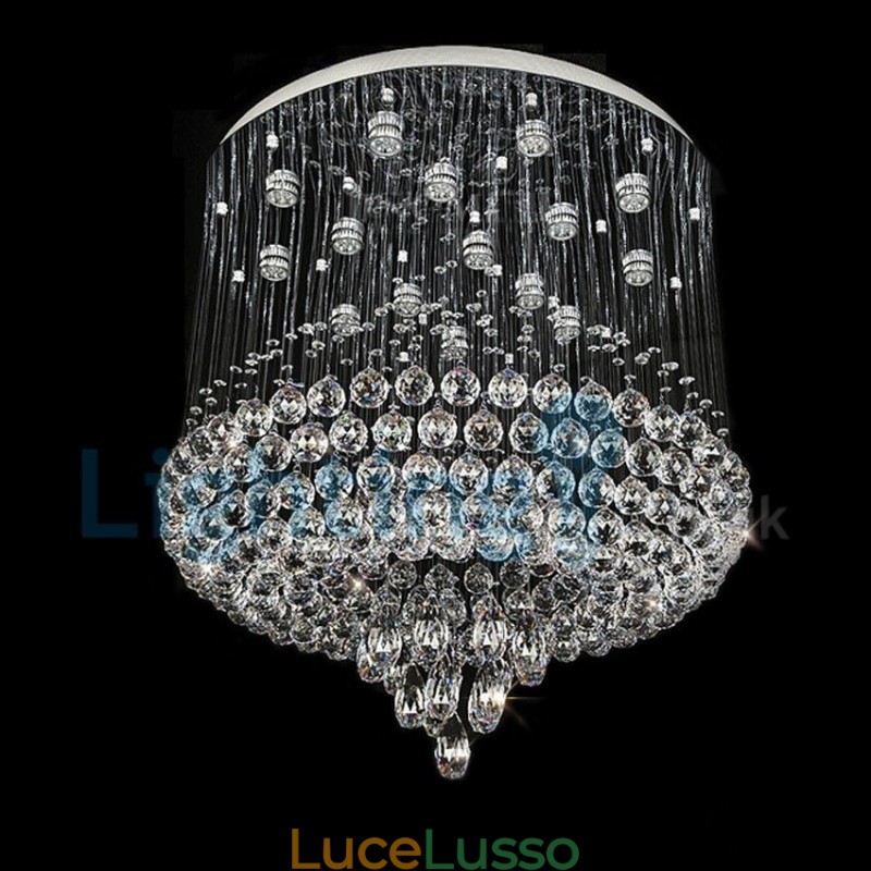 Lampadario moderno contemporaneo a sospensione a filo con luce a goccia di cristallo