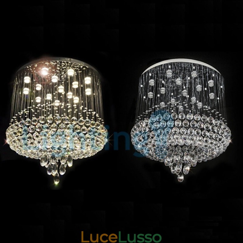 Lampadario moderno contemporaneo a sospensione a filo con luce a goccia di cristallo