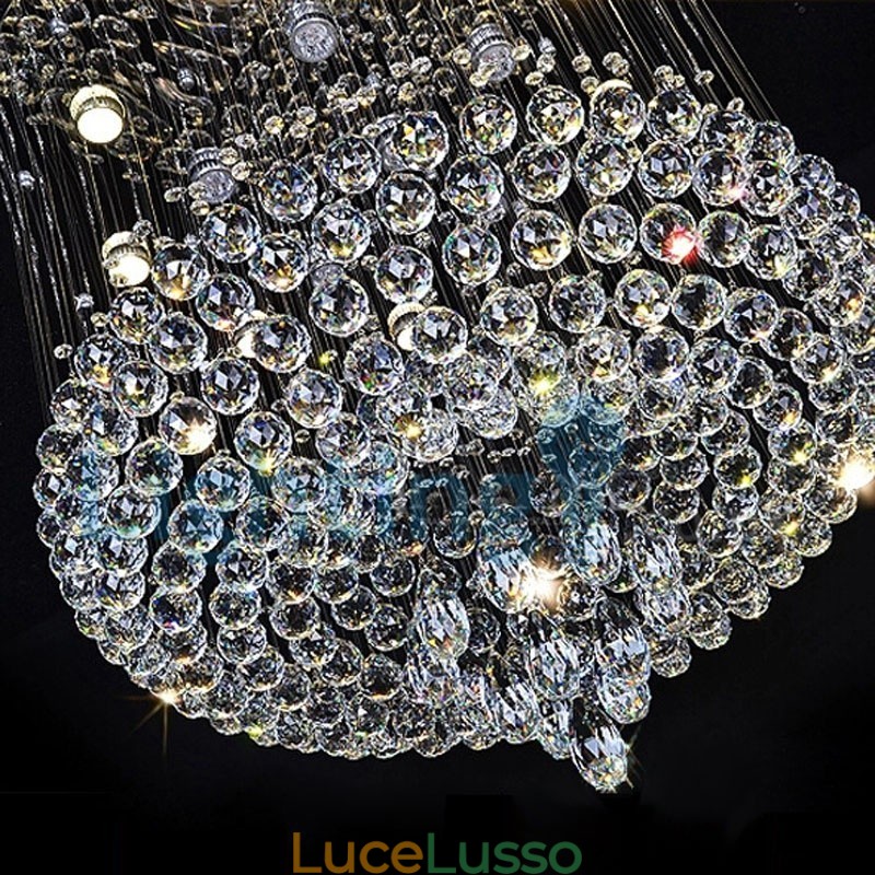 Lampadario moderno contemporaneo a sospensione a filo con luce a goccia di cristallo