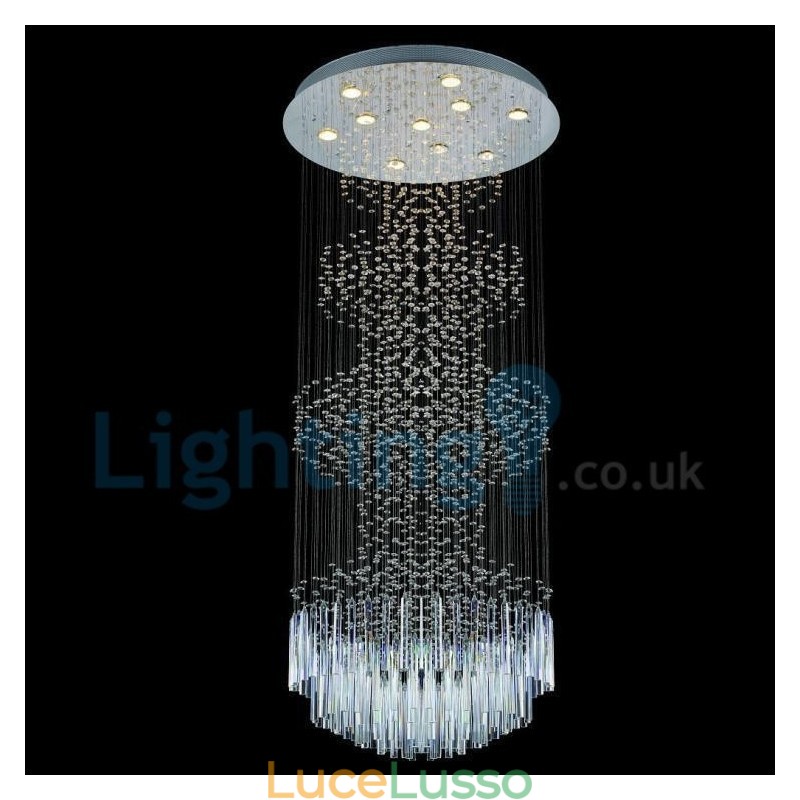 Lampadario moderno contemporaneo a sospensione a filo con luce a goccia di cristallo