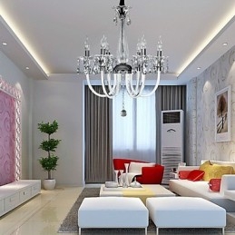Lampadario stile americano Lodge a 6 luci con paralume in vetro