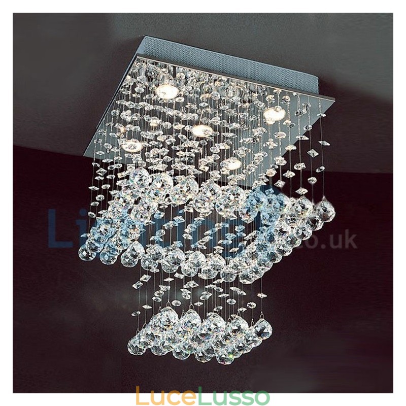 Lampadario moderno contemporaneo a sospensione a filo con luce a goccia di cristallo