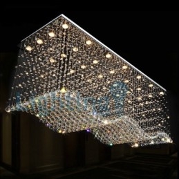 Lampadario moderno contemporaneo a sospensione a filo con luce a goccia di cristallo