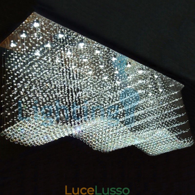 Lampadario moderno contemporaneo a sospensione a filo con luce a goccia di cristallo