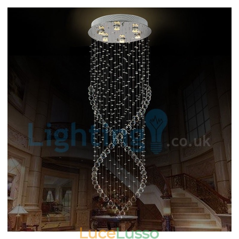 Lampadario moderno contemporaneo a sospensione a filo con luce a goccia di cristallo