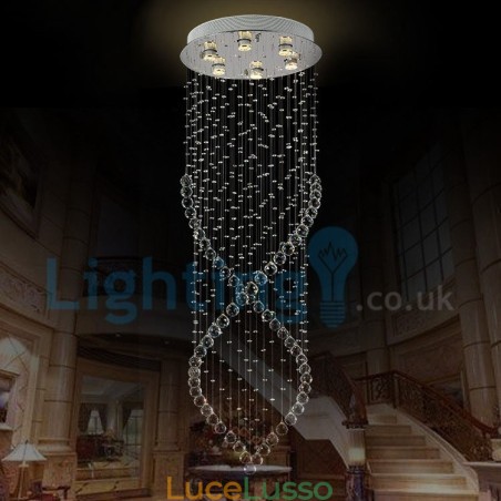 Lampadario moderno contemporaneo a sospensione a filo con luce a goccia di cristallo Lampadario moderno contemporaneo a sospensione a filo con luce a goccia di cristallo