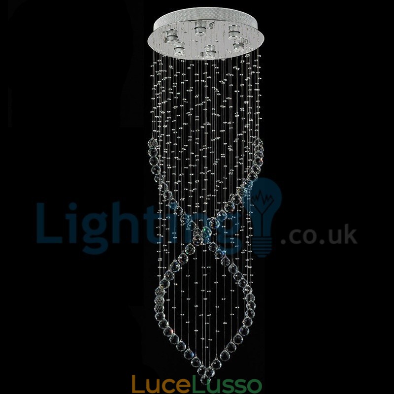 Lampadario moderno contemporaneo a sospensione a filo con luce a goccia di cristallo