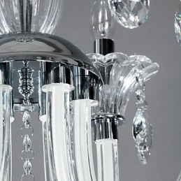 Lampadario stile americano Lodge a 6 luci con paralume in vetro