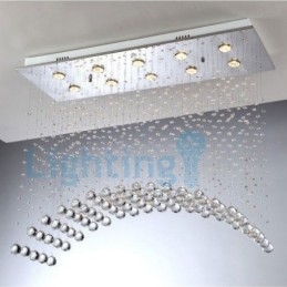 Lampadario moderno contemporaneo a sospensione a filo con luce a goccia di cristallo