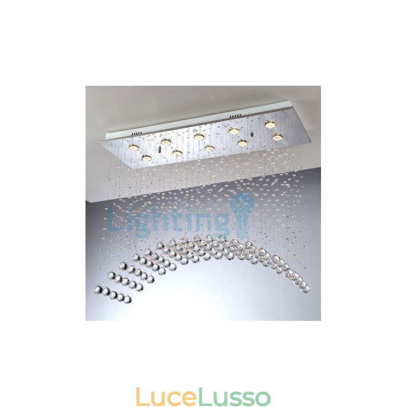 Lampadario moderno contemporaneo a sospensione a filo con luce a goccia di cristallo
