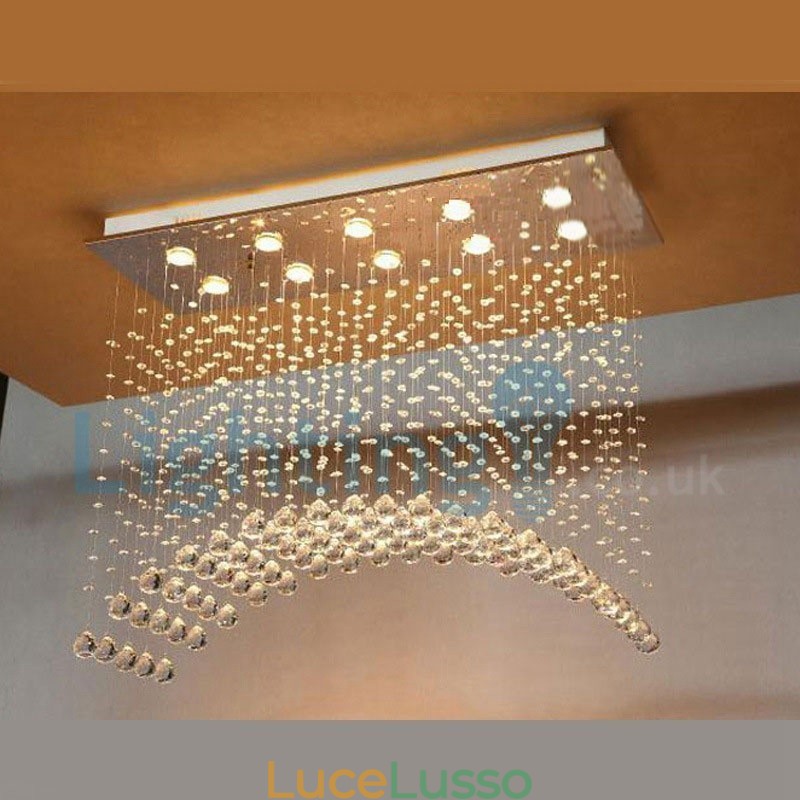 Lampadario moderno contemporaneo a sospensione a filo con luce a goccia di cristallo