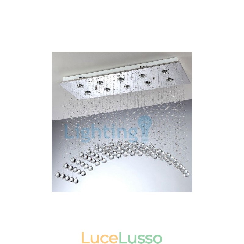 Lampadario moderno contemporaneo a sospensione a filo con luce a goccia di cristallo