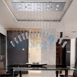 Lampadario moderno contemporaneo a sospensione a filo con luce a goccia di cristallo