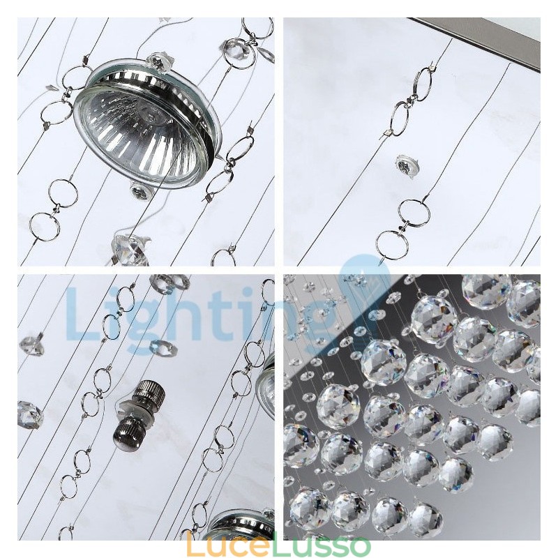 Lampadario moderno contemporaneo a sospensione a filo con luce a goccia di cristallo