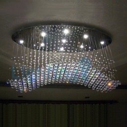 Lampadario moderno contemporaneo a sospensione a filo con luce a goccia di cristallo