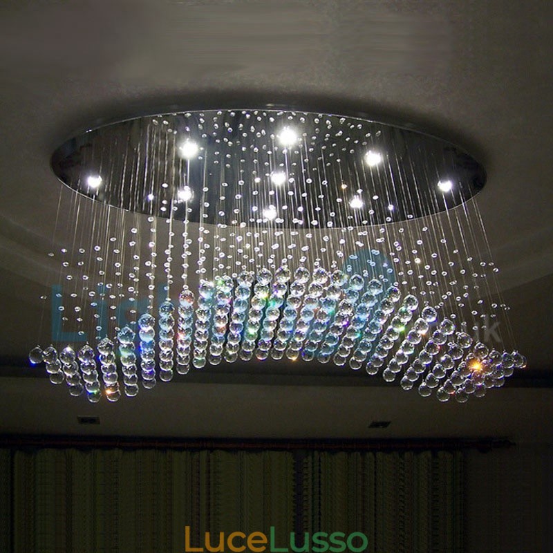 Lampadario moderno contemporaneo a sospensione a filo con luce a goccia di cristallo
