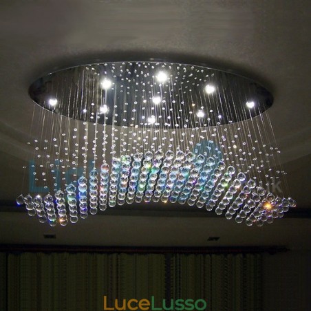 Lampadario moderno contemporaneo a sospensione a filo con luce a goccia di cristallo Lampadario moderno contemporaneo a sospensione a filo con luce a goccia di cristallo