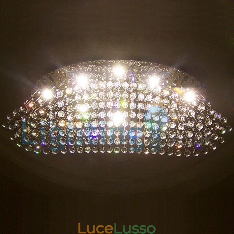 Lampadario moderno contemporaneo a sospensione a filo con luce a goccia di cristallo