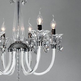 Lampadario stile americano Lodge a 6 luci con paralume in vetro