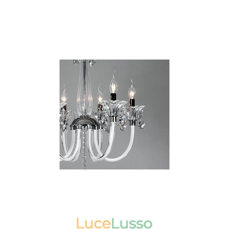 Lampadario stile americano Lodge a 6 luci con paralume in vetro