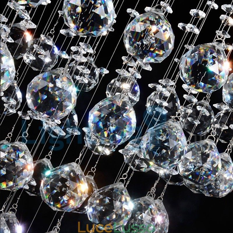 Lampadario moderno contemporaneo a sospensione a filo con luce a goccia di cristallo