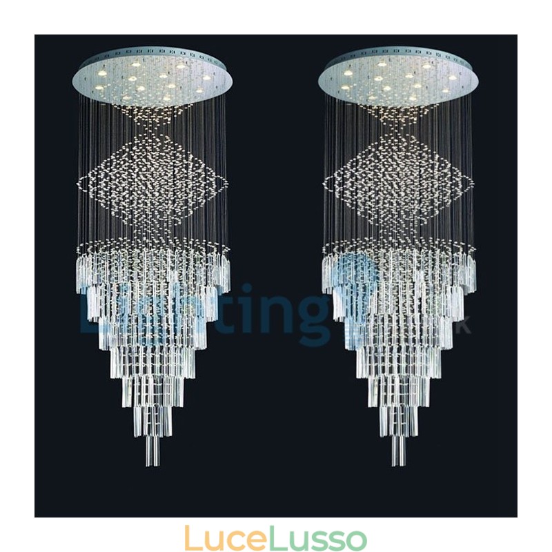 Lampadario moderno contemporaneo a sospensione a filo con luce a goccia di cristallo