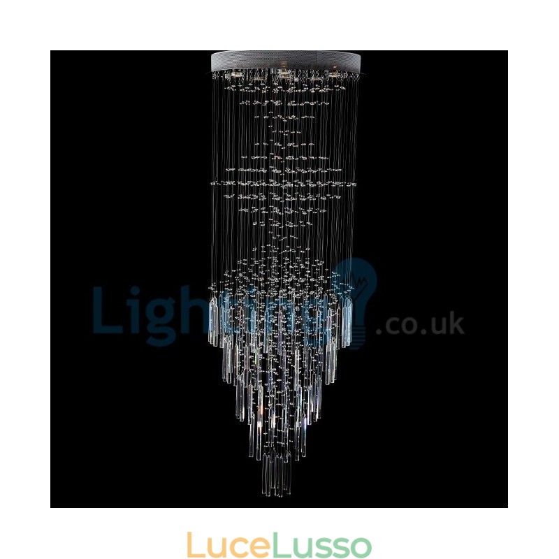 Lampadario moderno contemporaneo a sospensione a filo con luce a goccia di cristallo