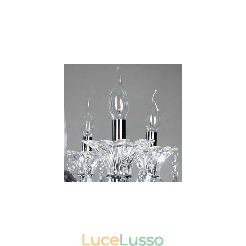 Lampadario stile americano Lodge a 6 luci con paralume in vetro