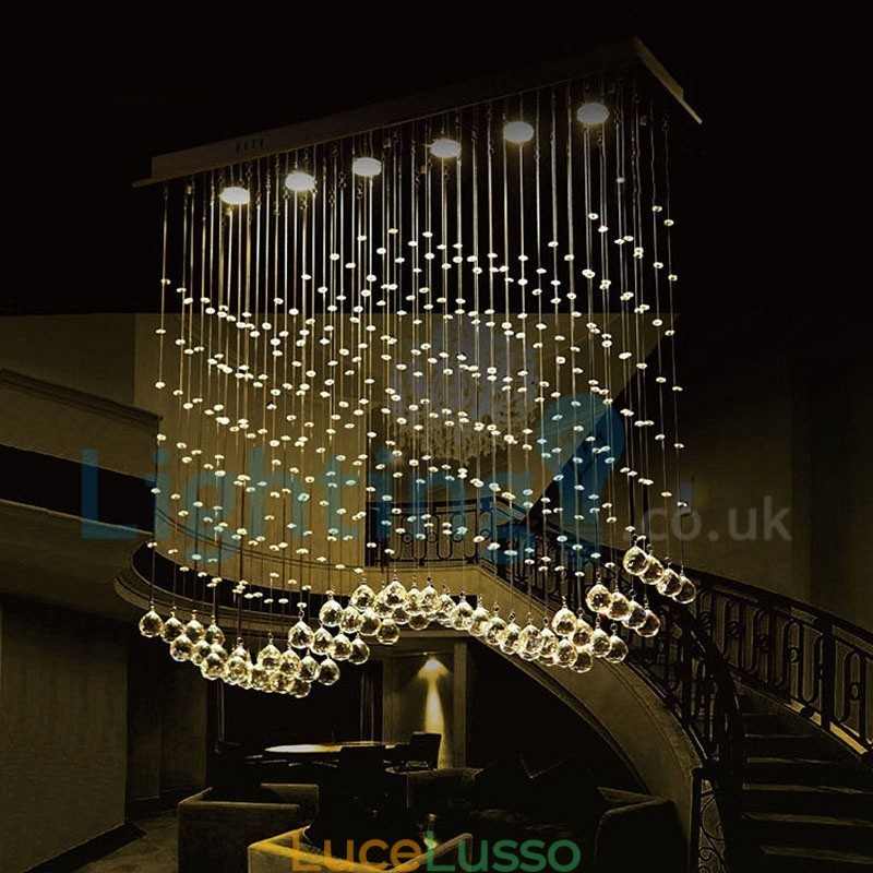Lampadario moderno contemporaneo a sospensione a filo con luce a goccia di cristallo