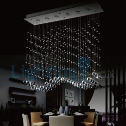 Lampadario moderno contemporaneo a sospensione a filo con luce a goccia di cristallo