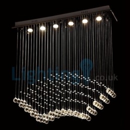 Lampadario moderno contemporaneo a sospensione a filo con luce a goccia di cristallo