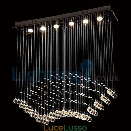 Lampadario moderno contemporaneo a sospensione a filo con luce a goccia di cristallo Lampadario moderno contemporaneo a sospensione a filo con luce a goccia di cristallo