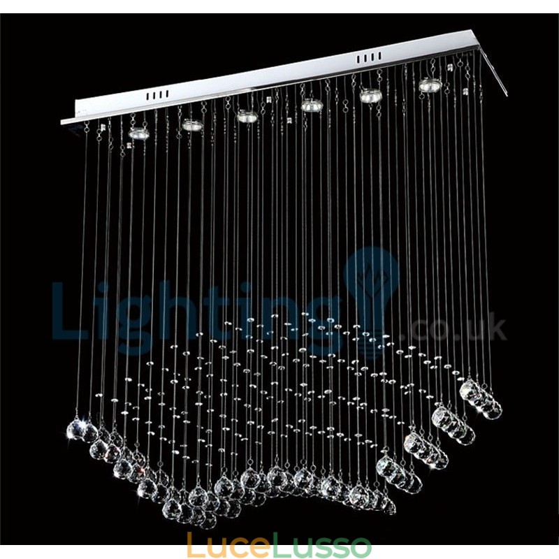 Lampadario moderno contemporaneo a sospensione a filo con luce a goccia di cristallo