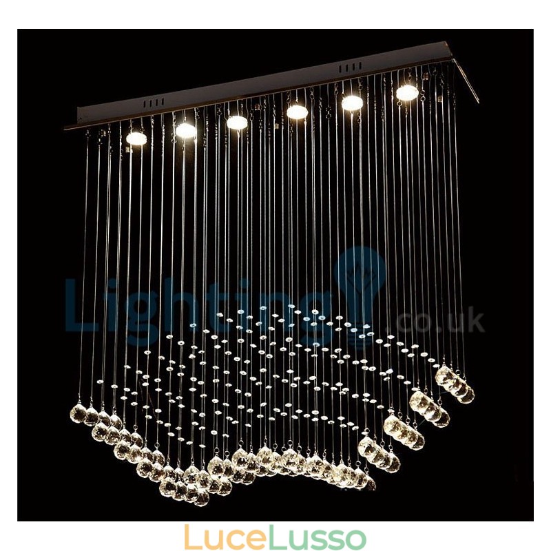Lampadario moderno contemporaneo a sospensione a filo con luce a goccia di cristallo