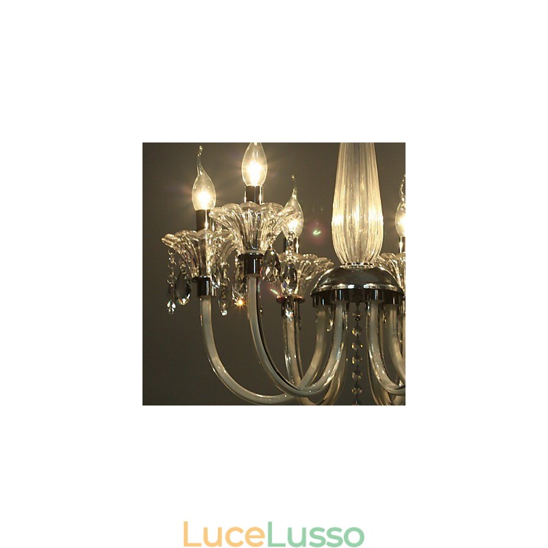 Lampadario stile americano Lodge a 6 luci con paralume in vetro