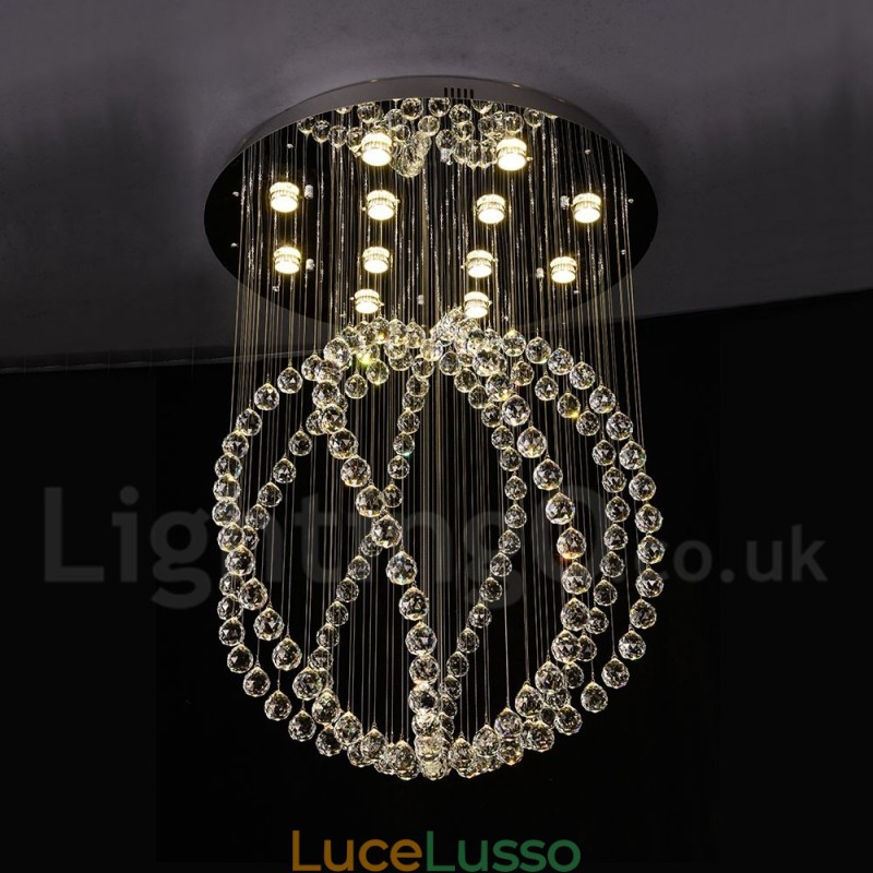 Lampadario moderno contemporaneo a sospensione a filo con luce a goccia di cristallo
