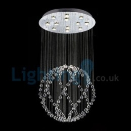 Lampadario moderno contemporaneo a sospensione a filo con luce a goccia di cristallo