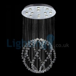Lampadario moderno contemporaneo a sospensione a filo con luce a goccia di cristallo